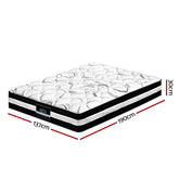 Giselle Bedding Mykonos Euro Top Pocket Spring Mattress 30cm Thick Double.